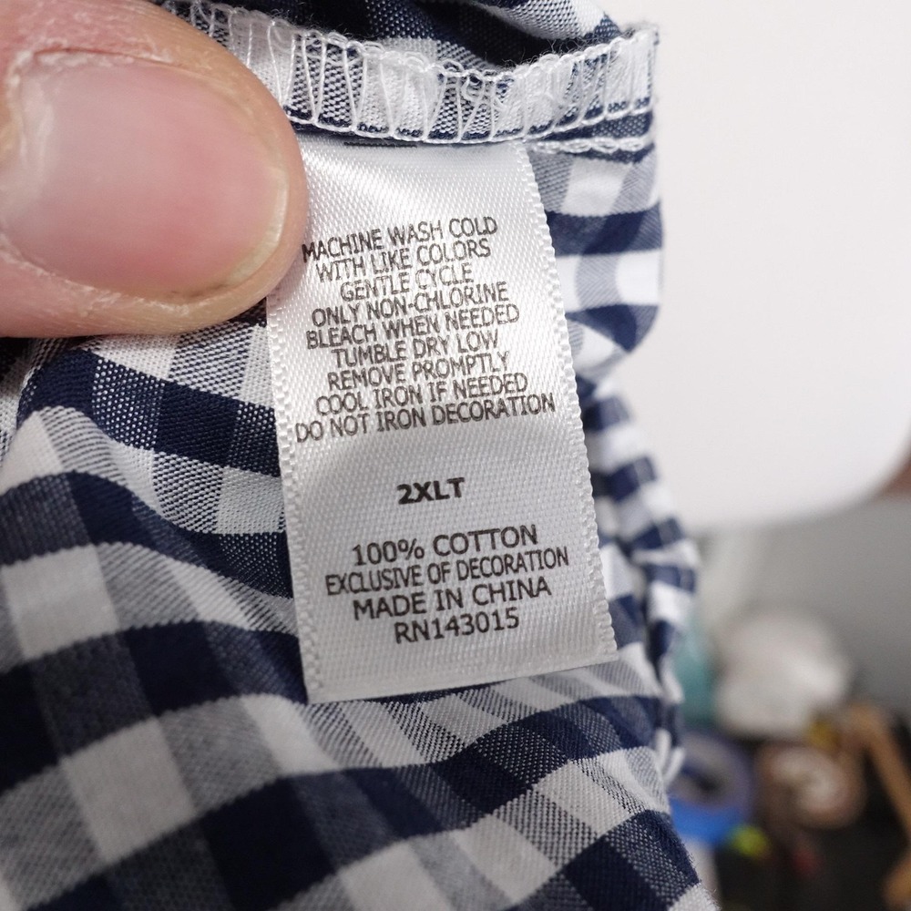 AT&T Shirt Mens 2XLT Blue Check Long Sleeve Button-Up Employee Uniform Workwear - Picture 6 of 7